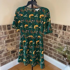 forest green floral dress